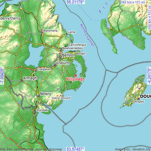Topographic map of Killyleagh