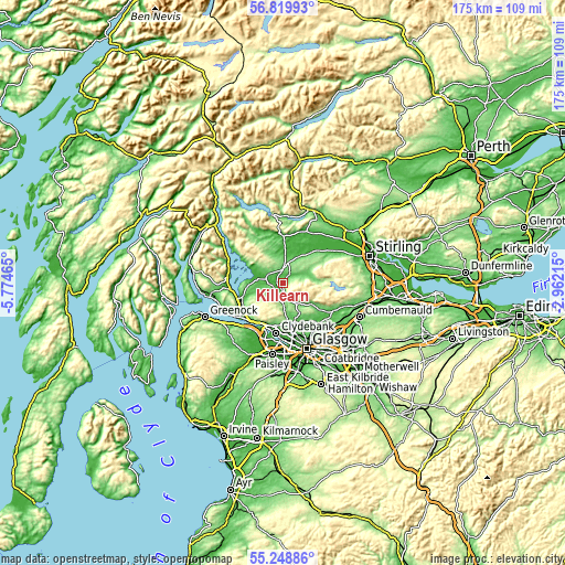 Topographic map of Killearn