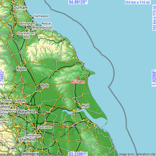 Topographic map of Kilham