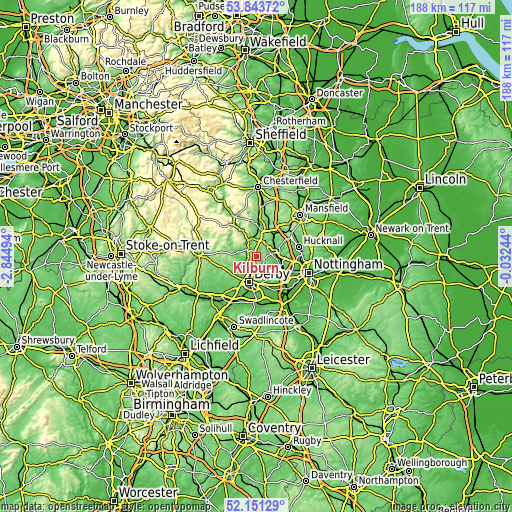 Topographic map of Kilburn