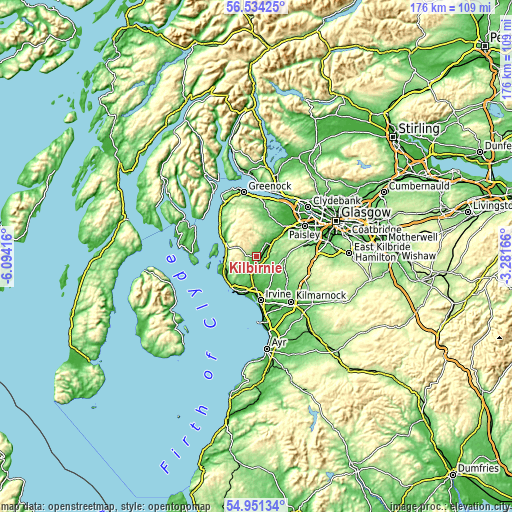 Topographic map of Kilbirnie