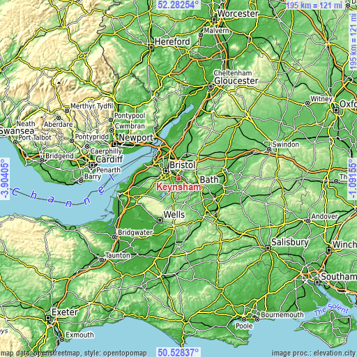 Topographic map of Keynsham