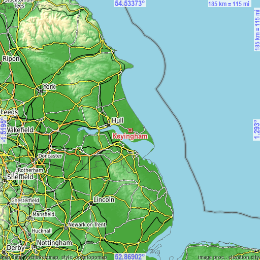 Topographic map of Keyingham