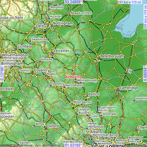 Topographic map of Kettering