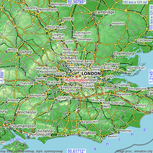 Topographic map of Kensington