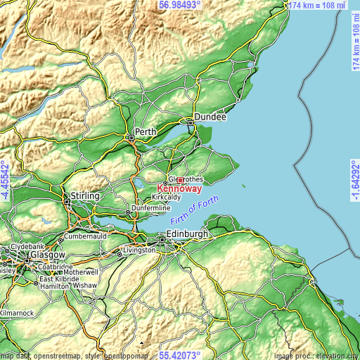 Topographic map of Kennoway