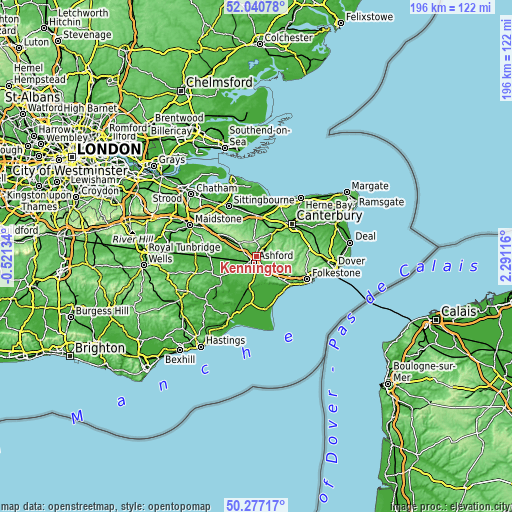 Topographic map of Kennington