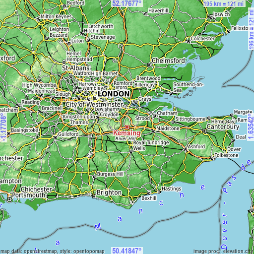 Topographic map of Kemsing