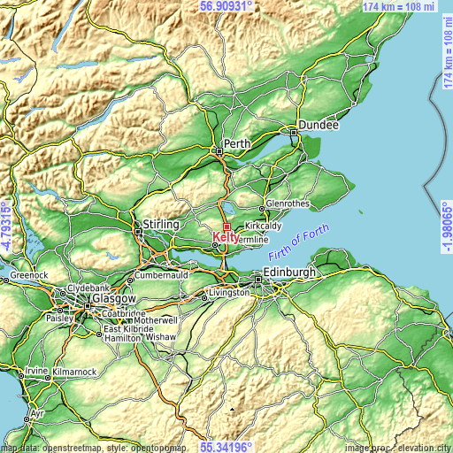 Topographic map of Kelty