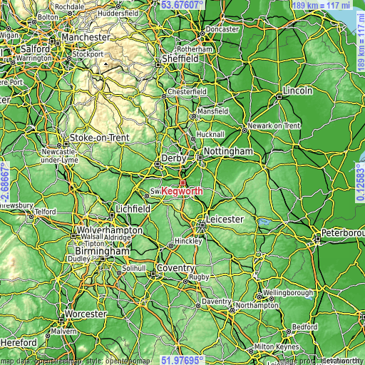 Topographic map of Kegworth