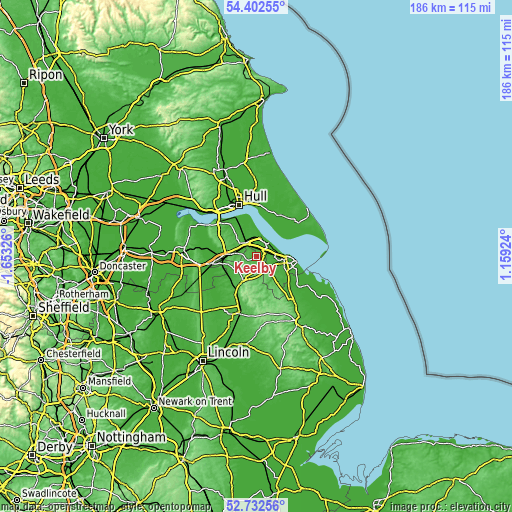 Topographic map of Keelby