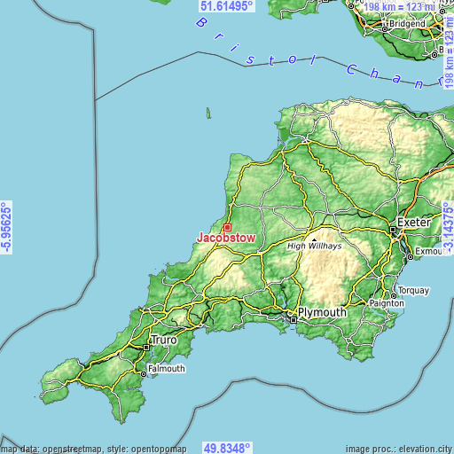 Topographic map of Jacobstow