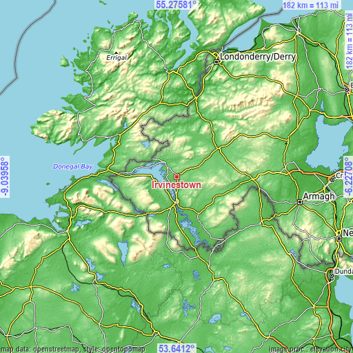 Topographic map of Irvinestown