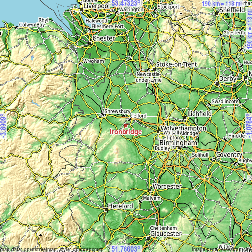 Topographic map of Ironbridge