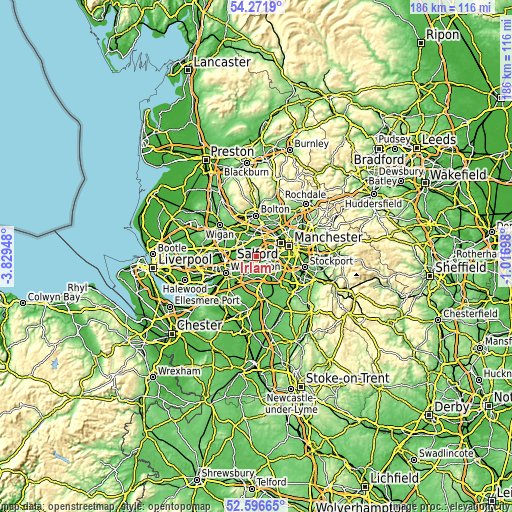 Topographic map of Irlam