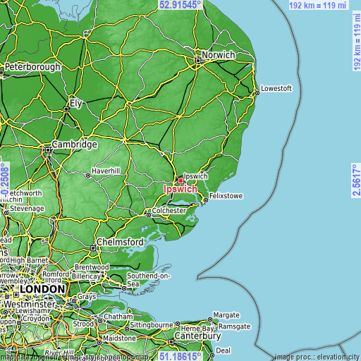 Topographic map of Ipswich