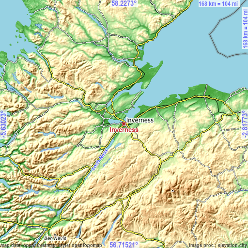 Topographic map of Inverness