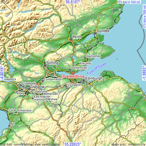 Topographic map of Inverkeithing