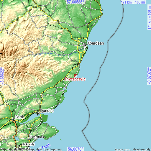 Topographic map of Inverbervie