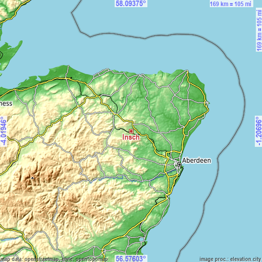 Topographic map of Insch