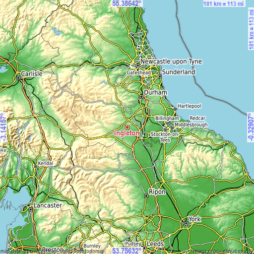 Topographic map of Ingleton