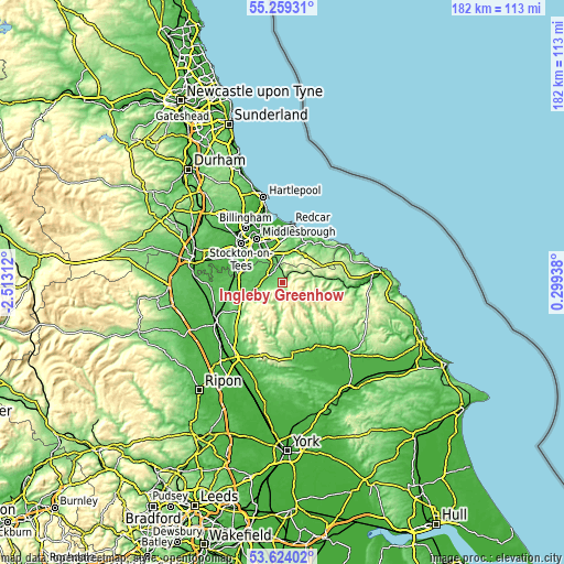 Topographic map of Ingleby Greenhow