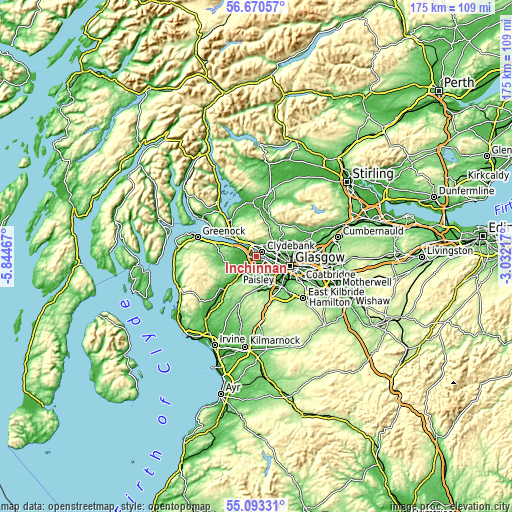 Topographic map of Inchinnan