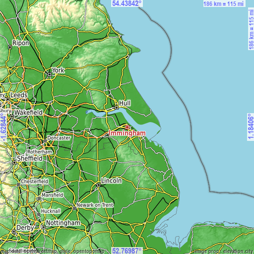 Topographic map of Immingham