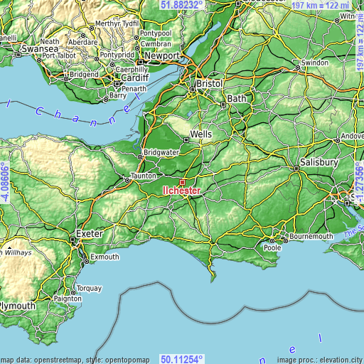 Topographic map of Ilchester