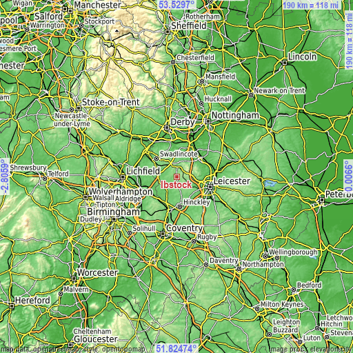 Topographic map of Ibstock
