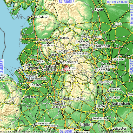 Topographic map of Hyde