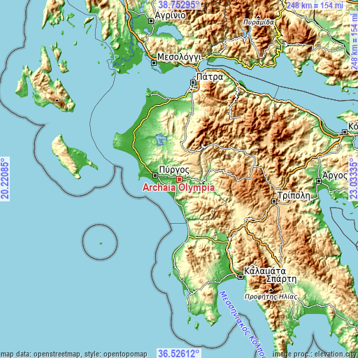 Topographic map of Archaía Olympía