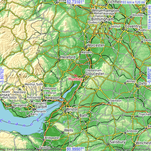 Topographic map of Huntley