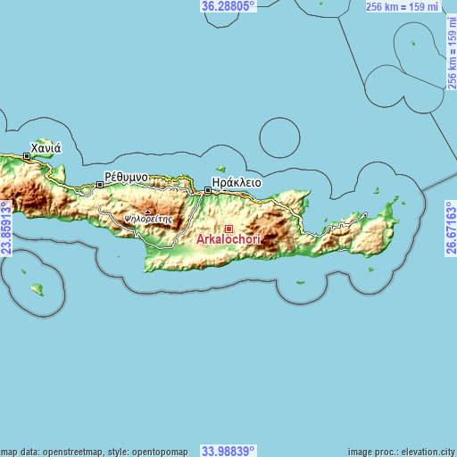 Topographic map of Arkalochóri