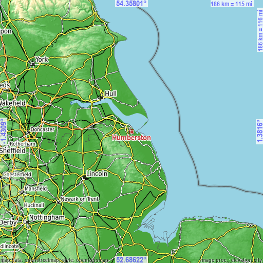 Topographic map of Humberston