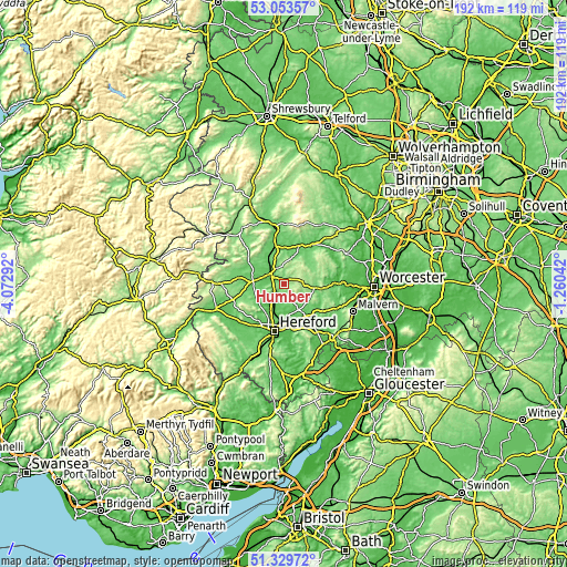 Topographic map of Humber