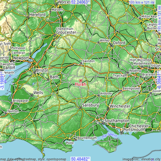 Topographic map of Huish