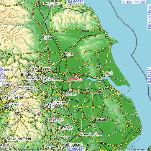 Topographic map of Howden