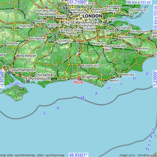 Topographic map of Hove