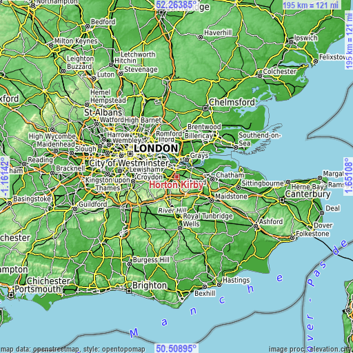 Topographic map of Horton Kirby