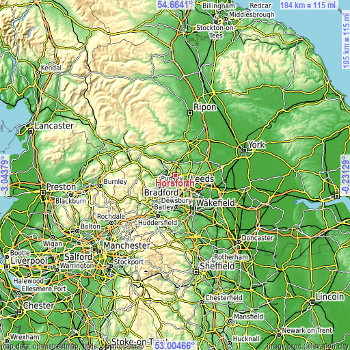 Topographic map of Horsforth