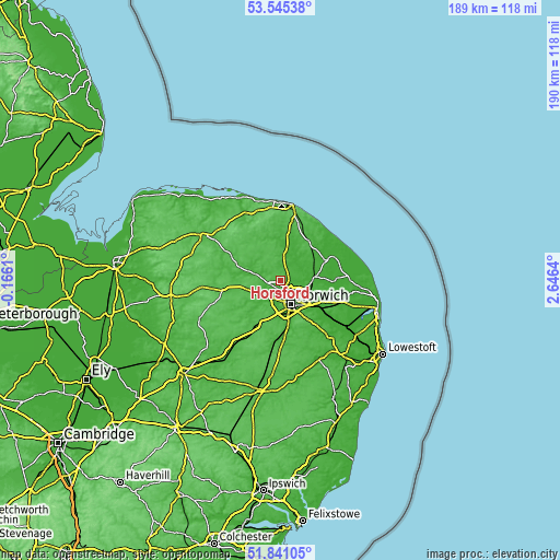 Topographic map of Horsford