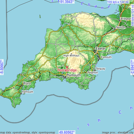 Topographic map of Horrabridge