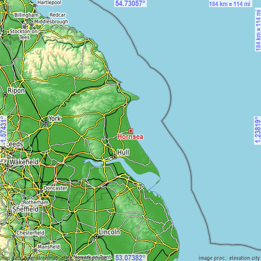 Topographic map of Hornsea