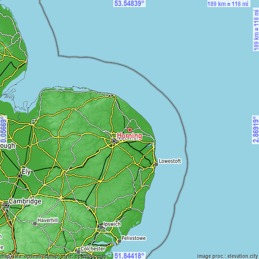 Topographic map of Horning