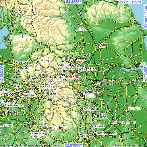 Topographic map of Horbury