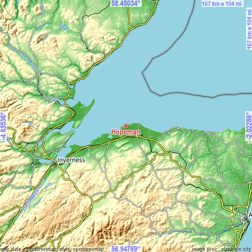 Topographic map of Hopeman