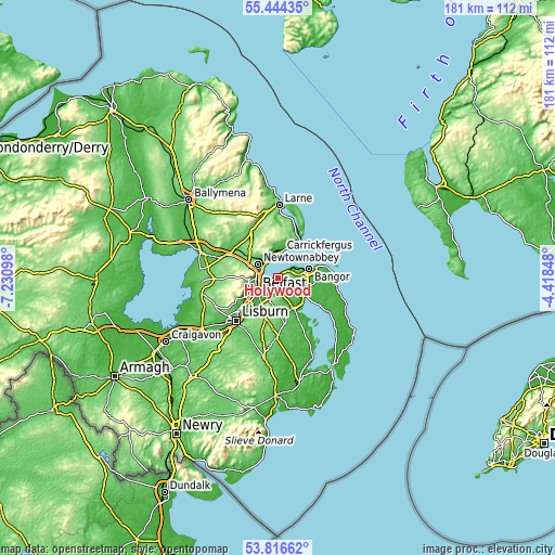 Topographic map of Holywood