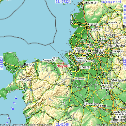 Topographic map of Holywell