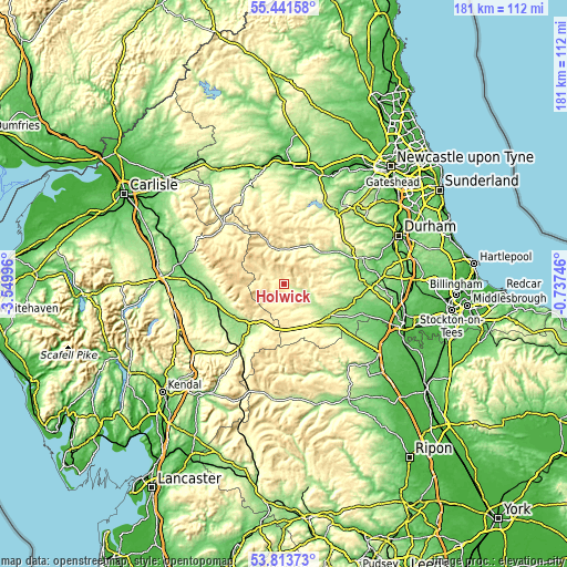 Topographic map of Holwick